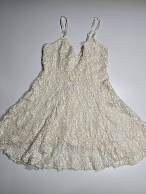 Vintage Fredericks of Hollywood Sheer Babydoll Mini Nightgown Cream Medium Lace